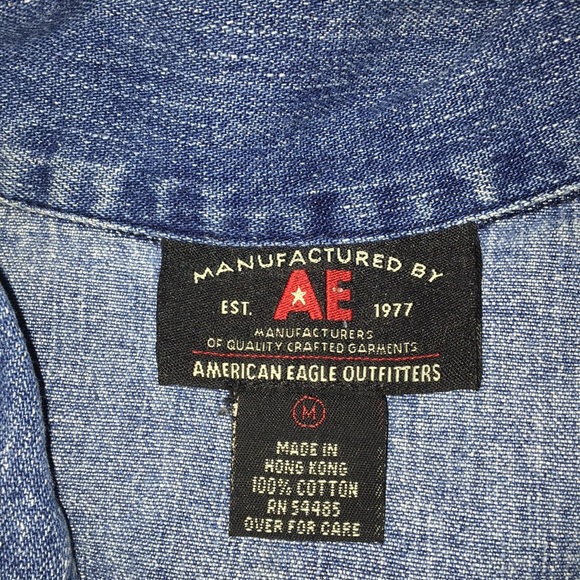 Vintage denim American eagle JEAN button down long sleeve western fitted top M - Picture 6 of 11